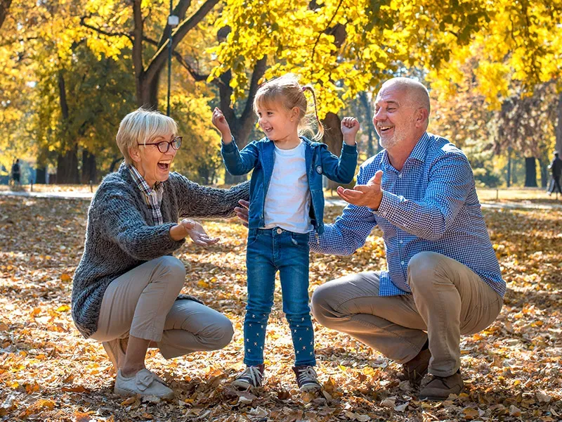 Grandparents and parents discussing childcare guidelines together