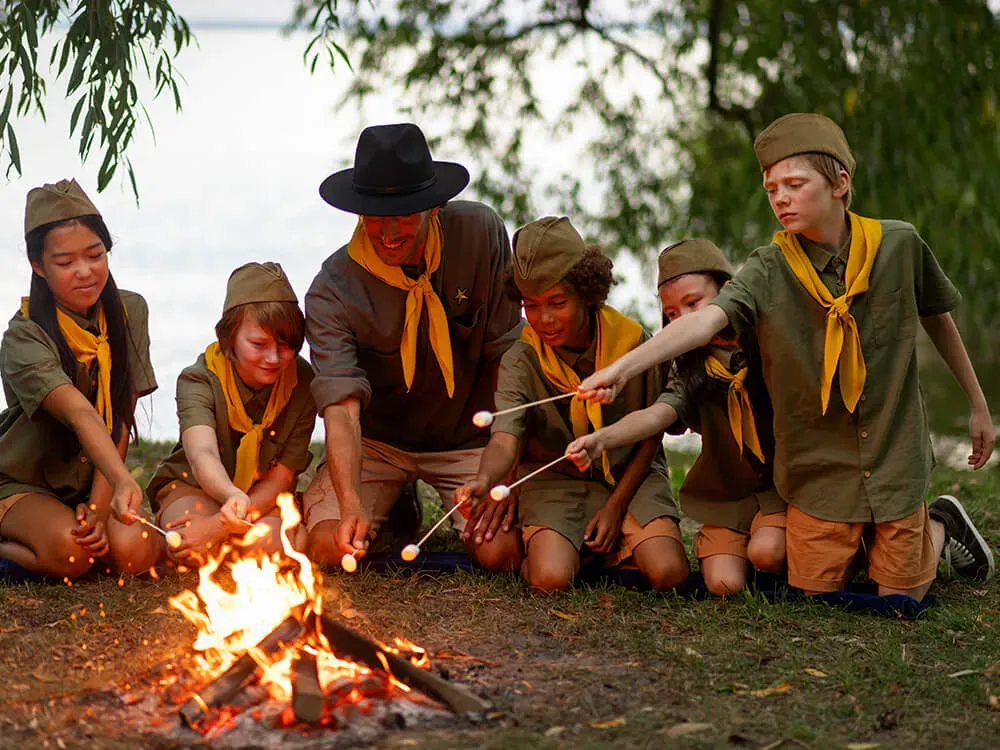 A summer camp promotional display showcasing unique activities and program highlights