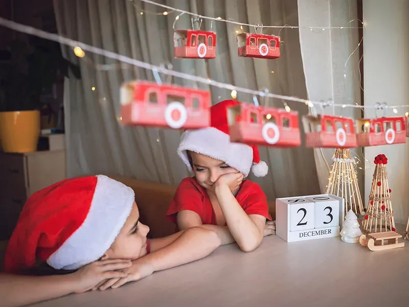 Family celebrating the holidays together after a work shift
