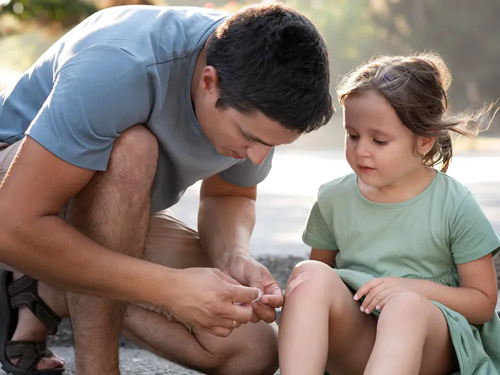 A well-organized summer camp check-in station with staff coordinating daily operations